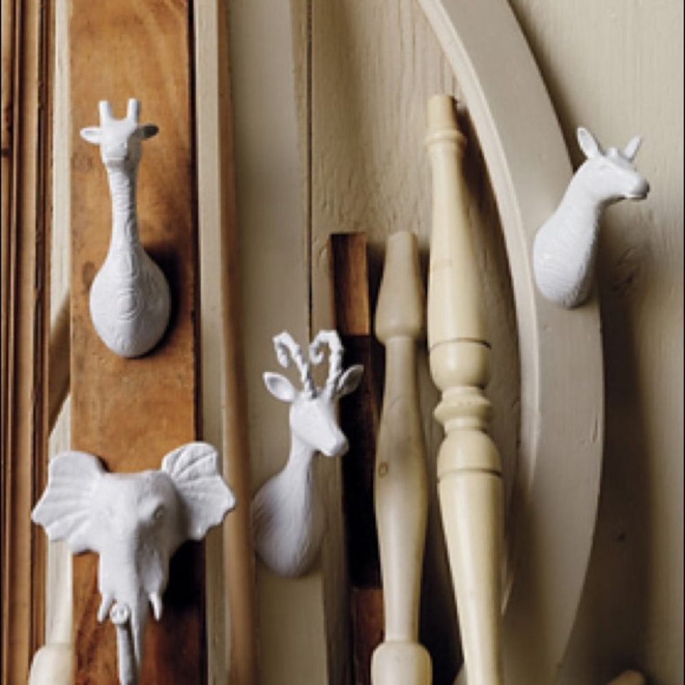Anthropologie set- white animal wall hook hangers